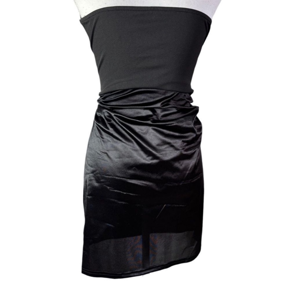 Black Corset Satin Sleeveless Mini Dress